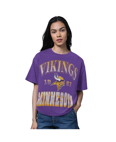 Starter Women's Heather Purple Minnesota Vikings Oversized Hall of Fame T-Shirt