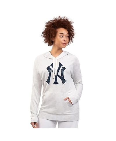 G-iii 4Her by Carl Banks Women's Oatmeal New York Yankees Pregame Pullover Hoodie