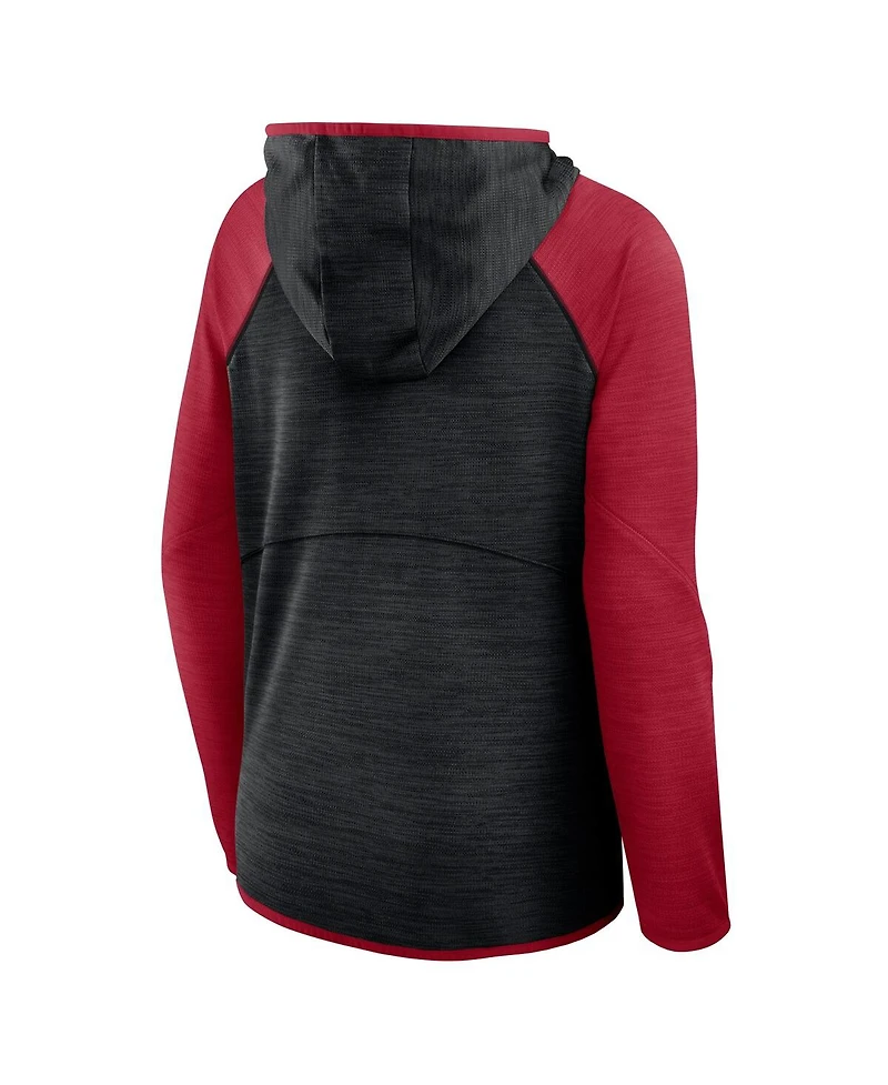 Fanatics Women's Black/Red Atlanta Falcons Redzone End Around Pass Raglan Full-Zip Hoodie