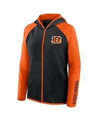 Fanatics Women's Black/Orange Cincinnati Bengals Redzone End Around Pass Raglan Full-Zip Hoodie