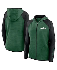 Fanatics Women's Green/Black New York Jets Redzone End Around Pass Raglan Full-Zip Hoodie
