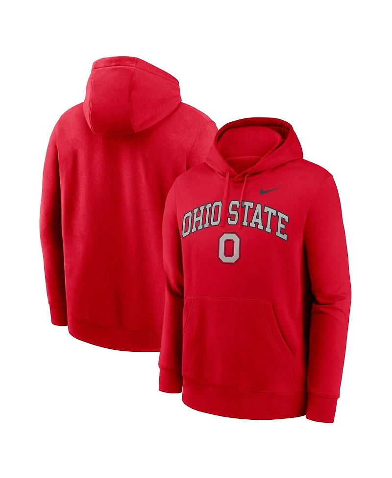 Nike Men's Scarlet Ohio State Buckeyes Club Fleece Arch Pullover Hoodie