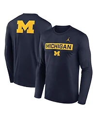 Jordan Men's Navy Michigan Wolverines Primetime Campus 2-Hit Legend Dri-fit Long Sleeve T-Shirt