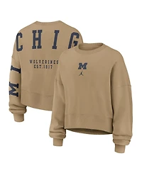 Jordan Women's Tan Michigan Wolverines Oversized Phoenix 2-Hit Pullover Sweatshirt