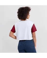 Jordan Women's White/Crimson Oklahoma Sooners Color-Block Script Dri-fit Cropped T-Shirt