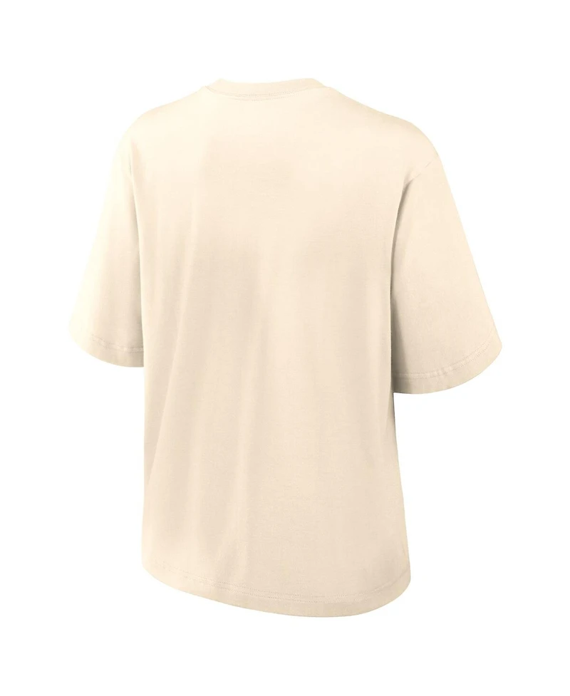 Jordan Women's Cream Michigan Wolverines Established Tag Boxy T-Shirt
