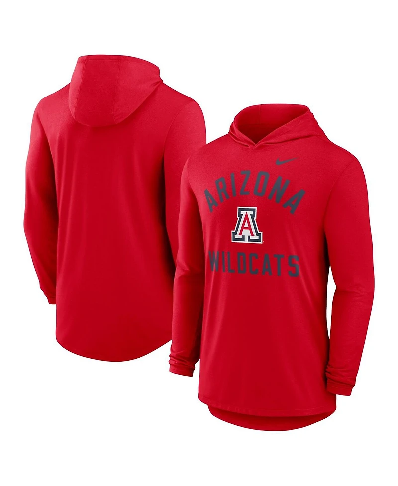 Nike Men's Red Arizona Wildcats Classic Arch Tri-Blend Long Sleeve Hoodie T-Shirt