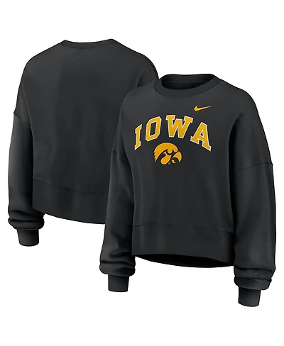 Nike Women's Black Iowa Hawkeyes Oversized Phoenix Arch Pullover Sweatshirt