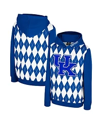Colosseum Big Boys and Girls Royal Kentucky Wildcats Argyle The Dealio Pullover Hoodie