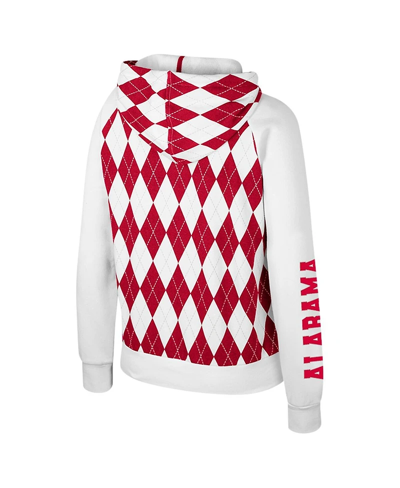 Colosseum Women's White Alabama Crimson Tide The Dealio Argyle Full-Zip Jacket