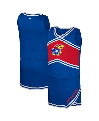 Colosseum Big Girls 2-Piece Royal Kansas Jayhawks Cheerleader Top and Skirt Set