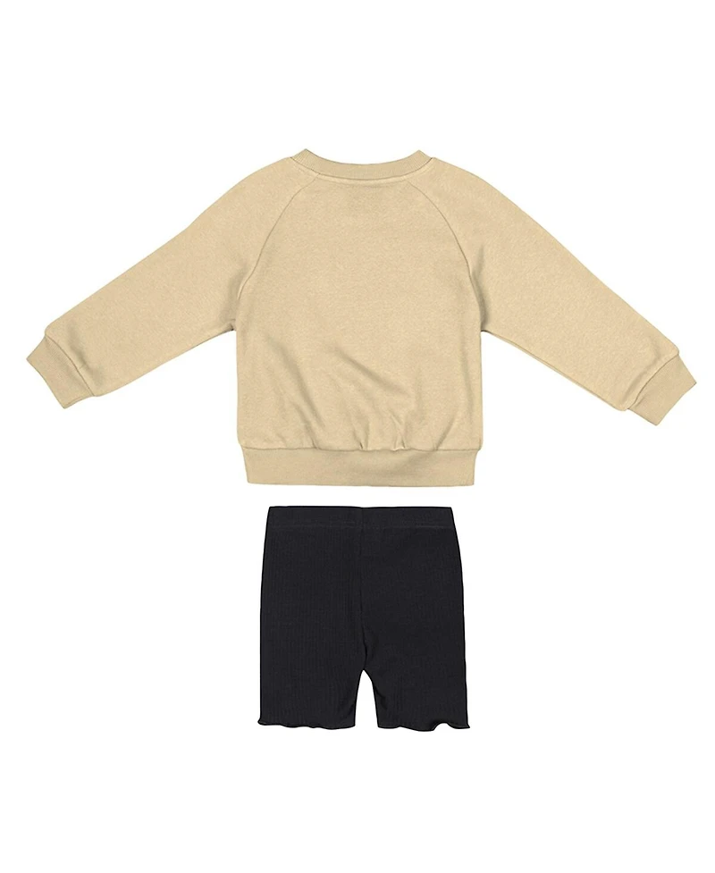 Colosseum Girls 2-Piece Toddler Gold/Black Purdue Boilermakers Beta Fleece Sweatshirt and Shorts Set