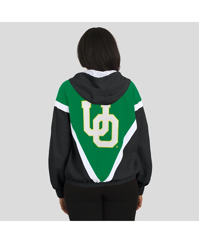 Wear by Erin Andrews Women's Green/Black Oregon Ducks Color Block Full-Zip Windbreaker Jacket