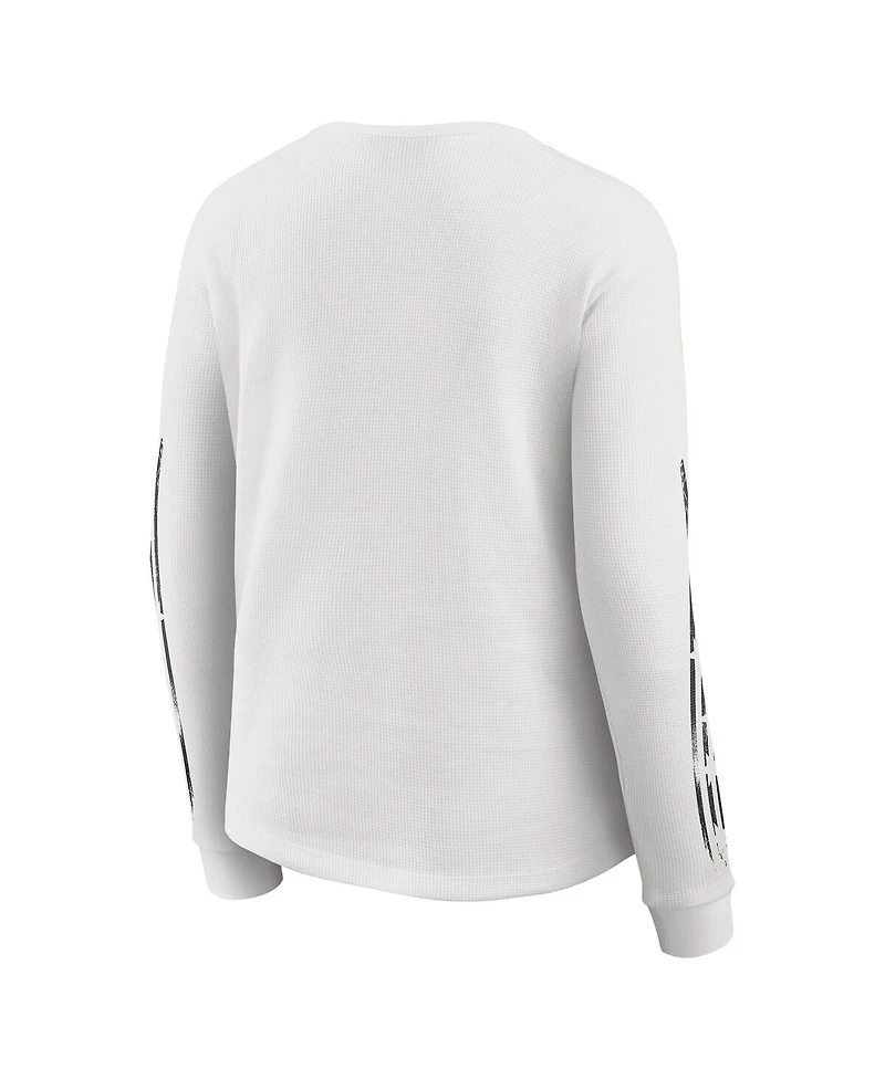 Wear by Erin Andrews Women's White Pittsburgh Steelers Graphic Waffle Long-Sleeve T-Shirt