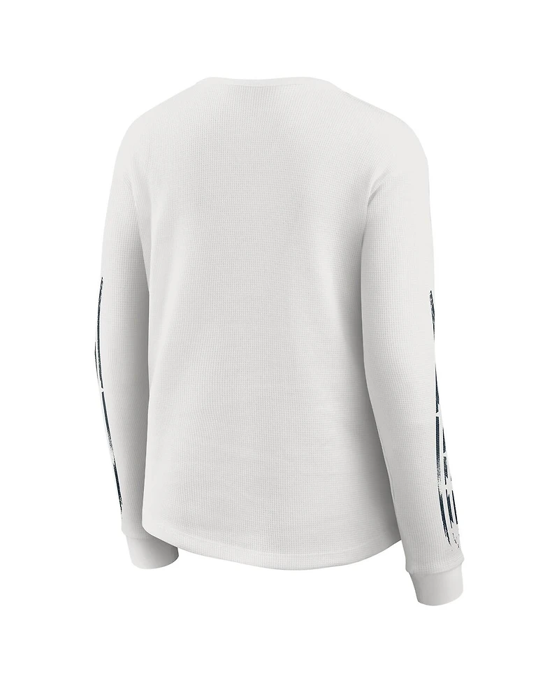 Wear by Erin Andrews Women's White Chicago Bears Graphic Waffle Long-Sleeve T-Shirt