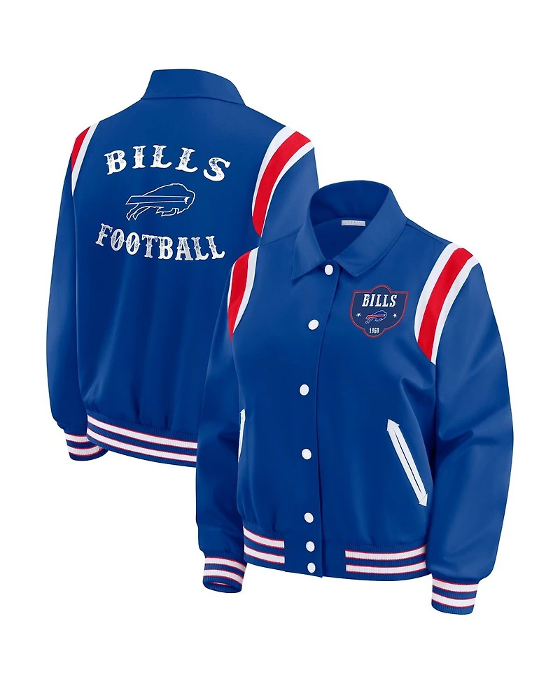 Wear by Erin Andrews Women's Royal Buffalo Bills Varsity Lightweight Full-Snap Jacket
