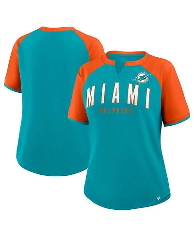 Fanatics Women's Aqua/Orange Miami Dolphins Height Advantage T-Shirt