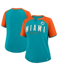 Fanatics Women's Aqua/Orange Miami Dolphins Height Advantage T-Shirt