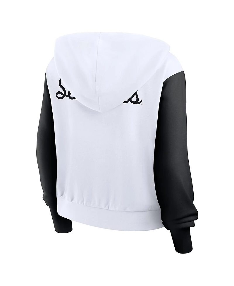 Nike Women's White Florida State Seminoles Cropped Beyond Capability Color-Block Script Full-Zip Hoodie