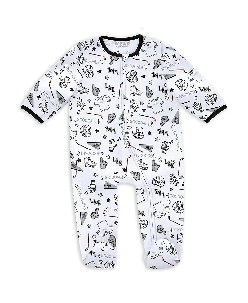 Wear by Erin Andrews Baby Boys and Girls Los Angeles Kings Sleep Play Sleeper Set with Bib