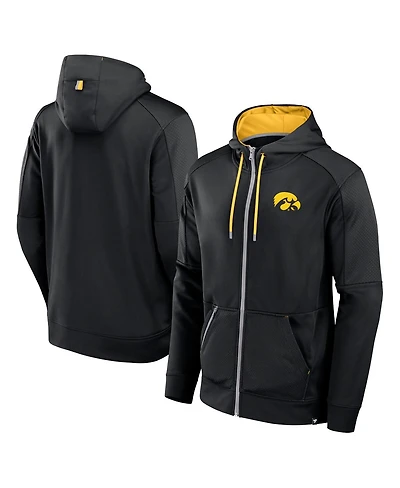 Fanatics Men's Black Iowa Hawkeyes Defender Full-Zip Hoodie