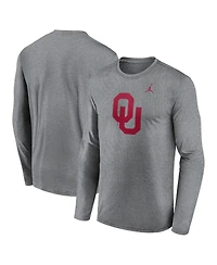Jordan Men's Heather Gray Oklahoma Sooners Primetime Primary Legend Long Sleeve T-Shirt
