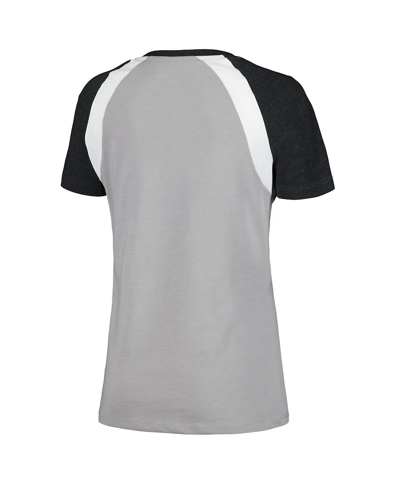 New Era Women's Gray Chicago White Sox Heathered Raglan V-Neck T-Shirt