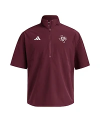 Adidas Men's Maroon Texas A M Aggies Woven Quarter-Zip Short Sleeve Pullover Sweatshirt