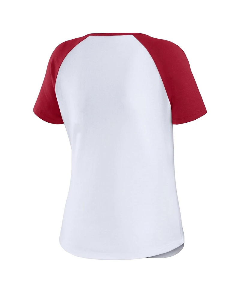 Wear by Erin Andrews Women's White Alabama Crimson Tide Baseball Logo Raglan Henley T-Shirt