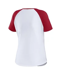 Wear by Erin Andrews Women's White Alabama Crimson Tide Baseball Logo Raglan Henley T-Shirt