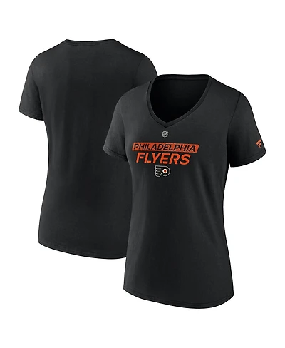 Fanatics Women's Black Philadelphia Flyers Authentic Pro Core Primary V-Neck T-Shirt
