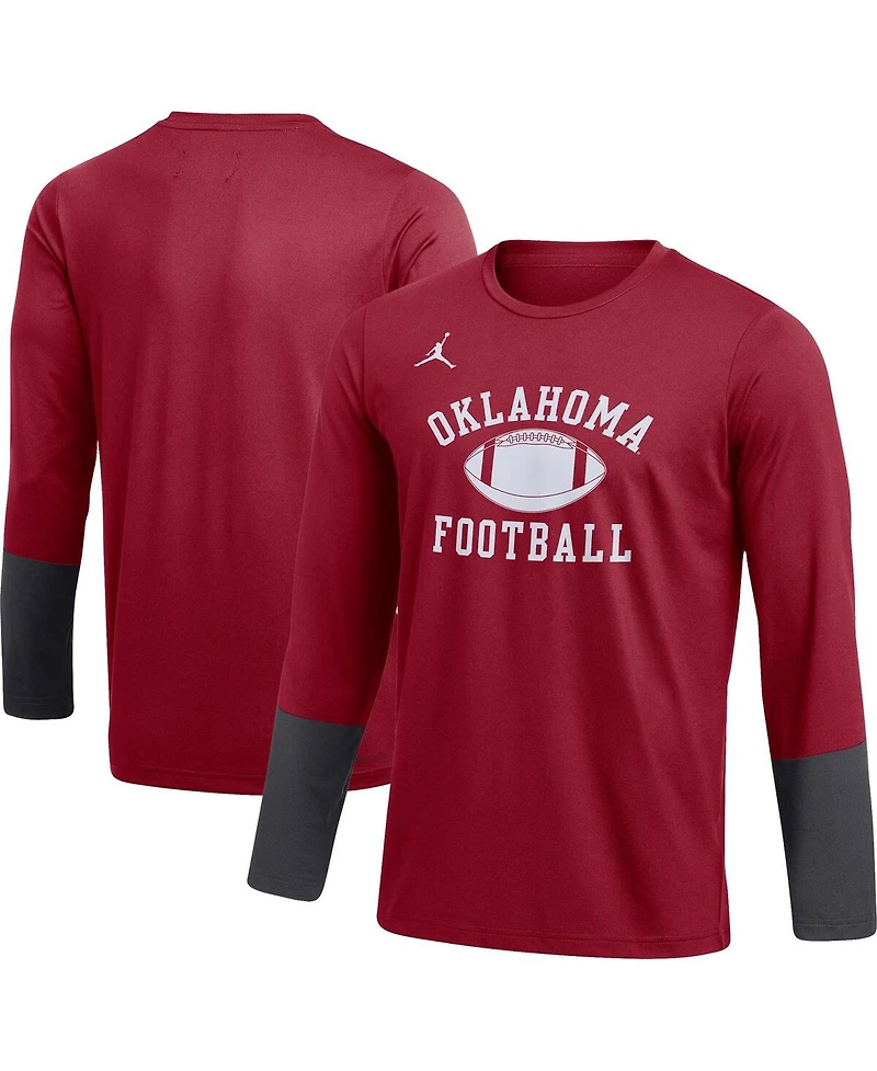 Jordan Men's Crimson Oklahoma Sooners Football Performance Long Sleeve T-Shirt