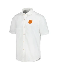 Tommy Bahama Men's White Clemson Tigers Coconut Point Palm Vista IslandZone Camp Button-Up Shirt