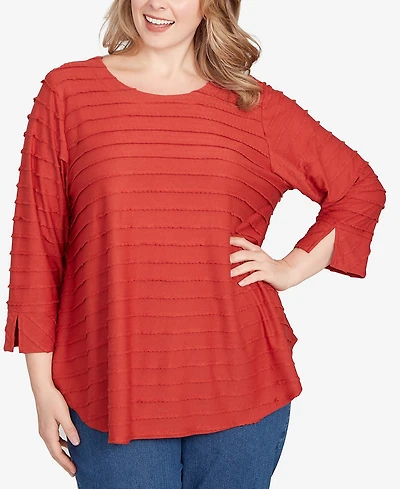 Ruby Rd. Plus Scalloped Jacquard Knit Top