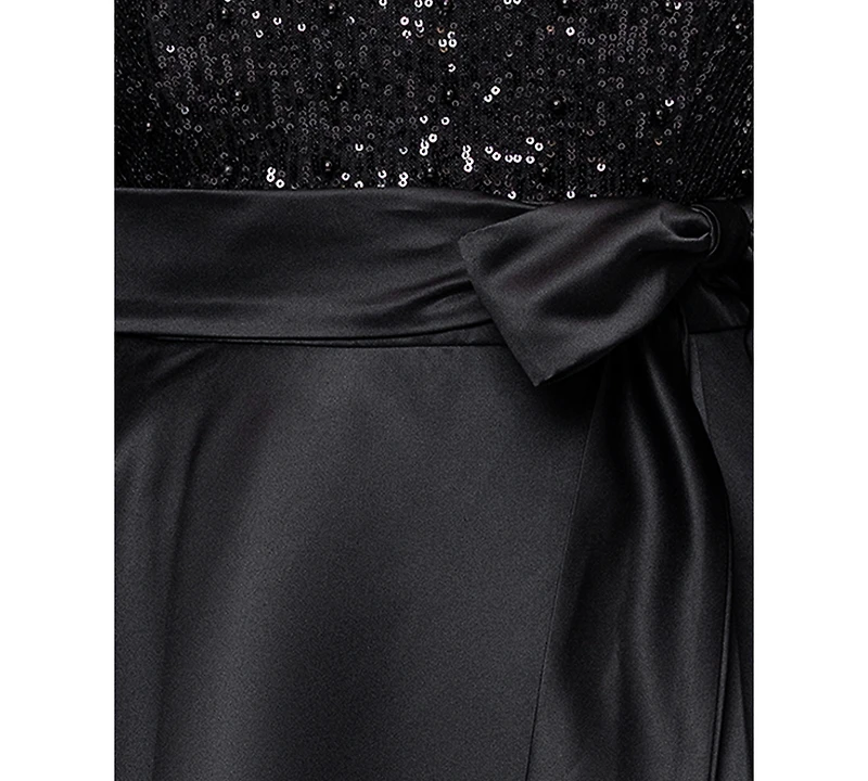 Xscape Plus Size Sequin Detail Crewneck Maxi Dress