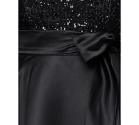 Xscape Plus Size Sequin Detail Crewneck Maxi Dress