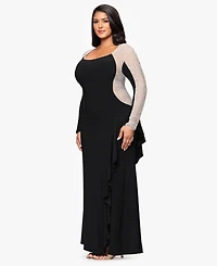 Xscape Plus Beaded Square Neck Maxi Dress