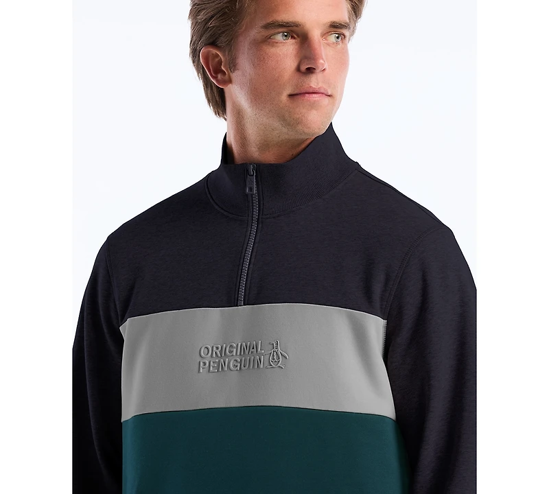 Original Penguin Men's Color-Blocked Fleece Zip Pull On Sweatshirt