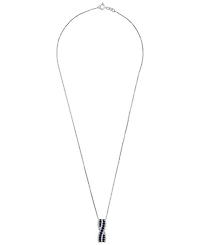 Macy's Lab Grown Blue Sapphire (3/4 ct. t.w.) and White Sapphire (1/3 ct. t.w.) Twist Pendant in Sterling Silver