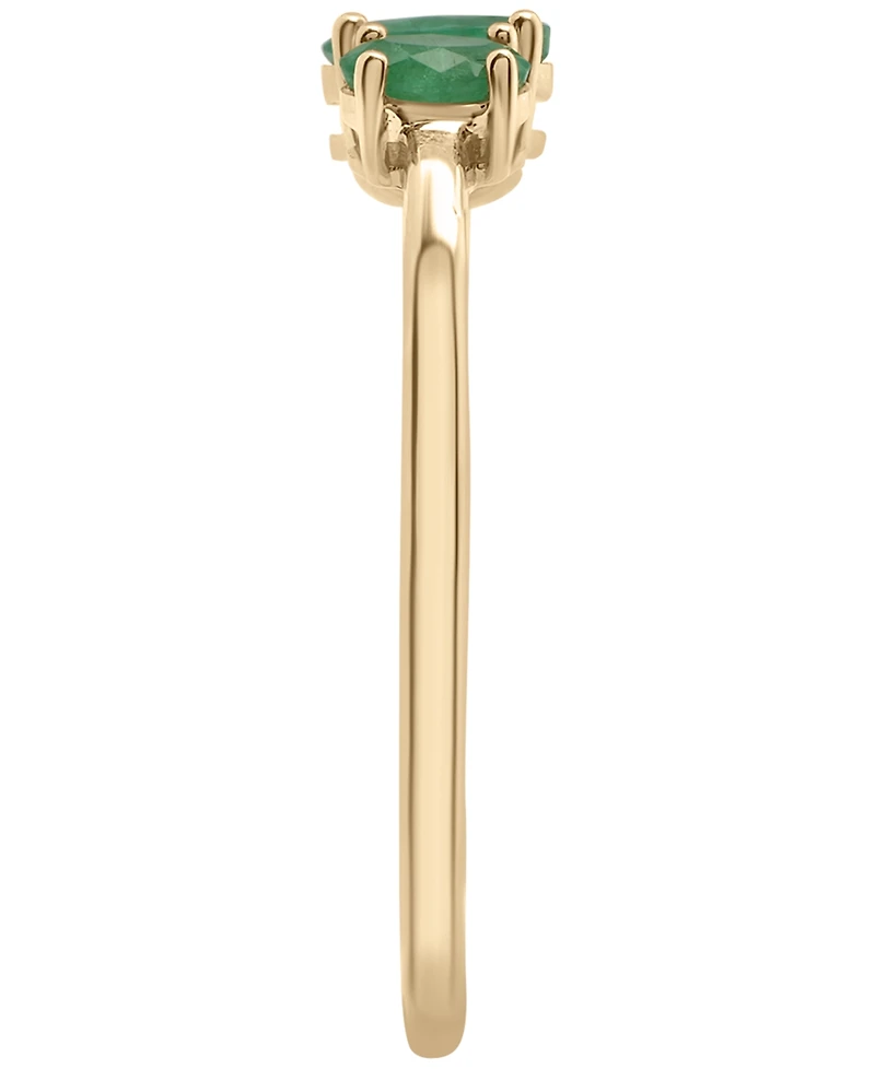 Macy's Three Oval Emerald (1/2 ct. t.w.) Ring in 14K Gold-Plated Over Sterling Silver