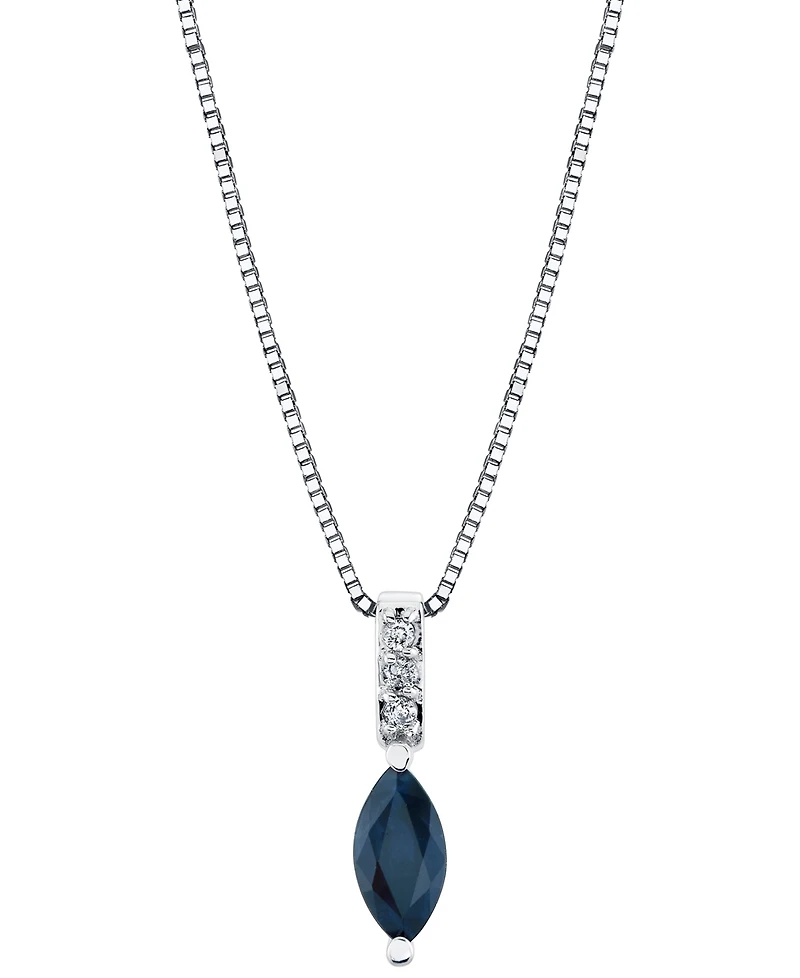 Macy's Marquise Shape Sapphire Pendant with Chain (1/2 ct. t.w.) in 10k White Gold
