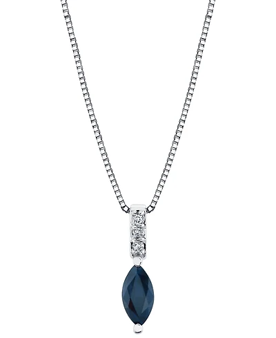 Macy's Marquise Shape Sapphire Pendant with Chain (1/2 ct. t.w.) in 10k White Gold