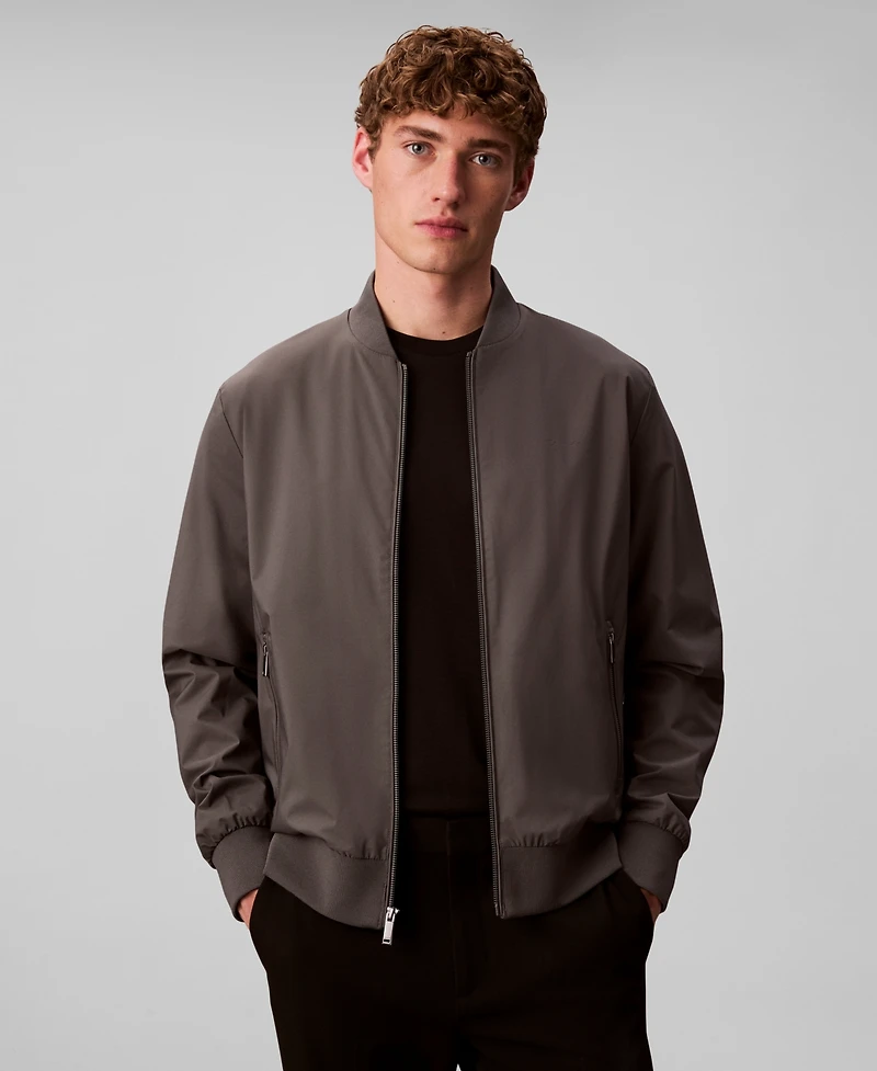 Calvin Klein Men's Logo-Print Matte Bomber Jacket
