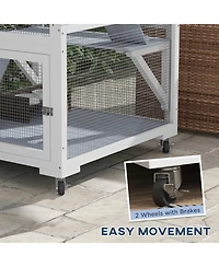 PawHut Catio, Outdoor Cat Enclosure House on Wheels with Hammock,