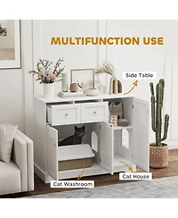PawHut Cat Litter Box Enclosure w/ Storage, Anti-tip Kit, 39" x 18" x 31.5"