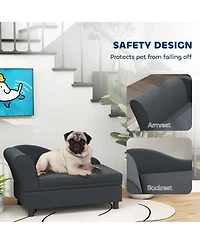 PawHut Luxury Small Dog Bed Couch W/ Storage, Little Sofa
