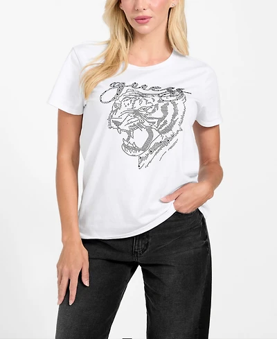 Guess Women's Tiger Face Easy Short Sleeves T-Shirt