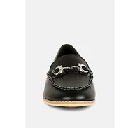Holda Womens Horsebit Embellished Loafers With Stitch Detail