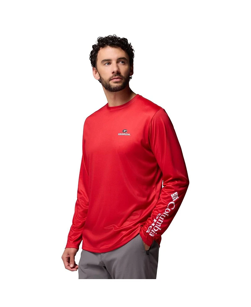 Columbia Men's Red Georgia Bulldogs Phg Terminal Shot Long Sleeve T-Shirt