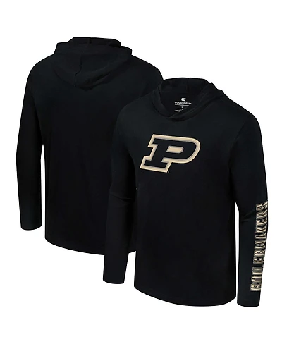 Colosseum Men's Black Purdue Boilermakers Color Pop Active Blend 2-Hit Long Sleeve Hooded T-Shirt